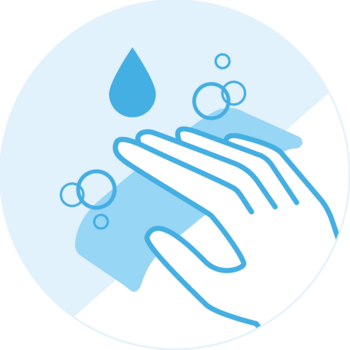 Illustrative icon indicating a human hand washing a kelocote scar sheet
